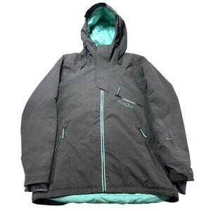 Flylow‎ Ski Jacket Women's Large Gray Hooded Insulated Intuitive Fabrics Snow